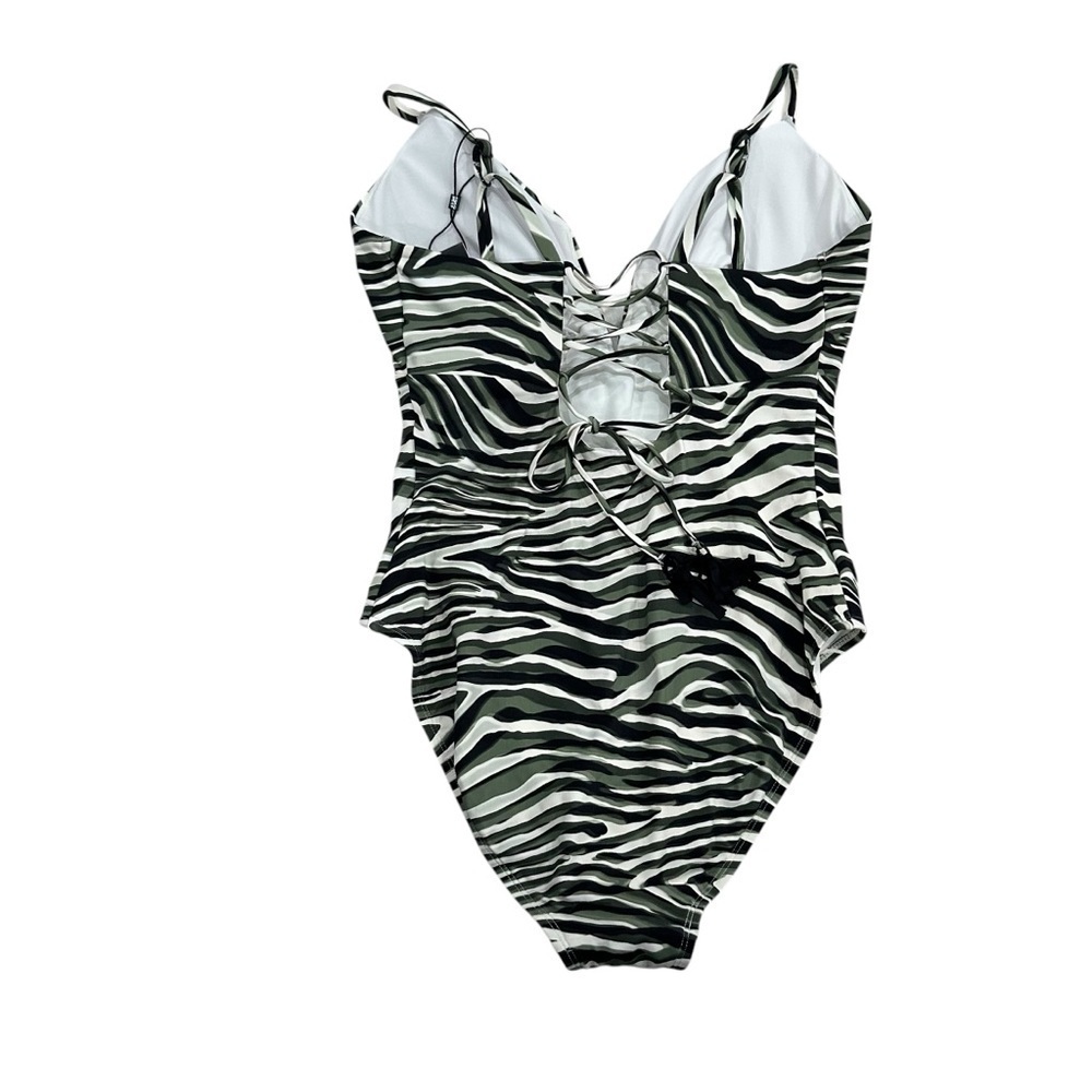 Coco Reef Astra Bra Sized Plunge Underwire One Piece Swimsuit - Wild Zebra - Picture 7 of 12